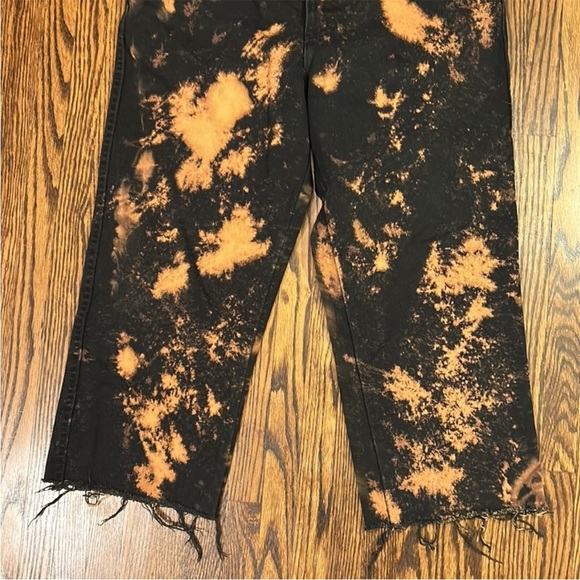 Vintage 90s Harley Davidson Bleached Jeans Acid Wash Black Orange Grunge Unisex - Picture 4 of 9